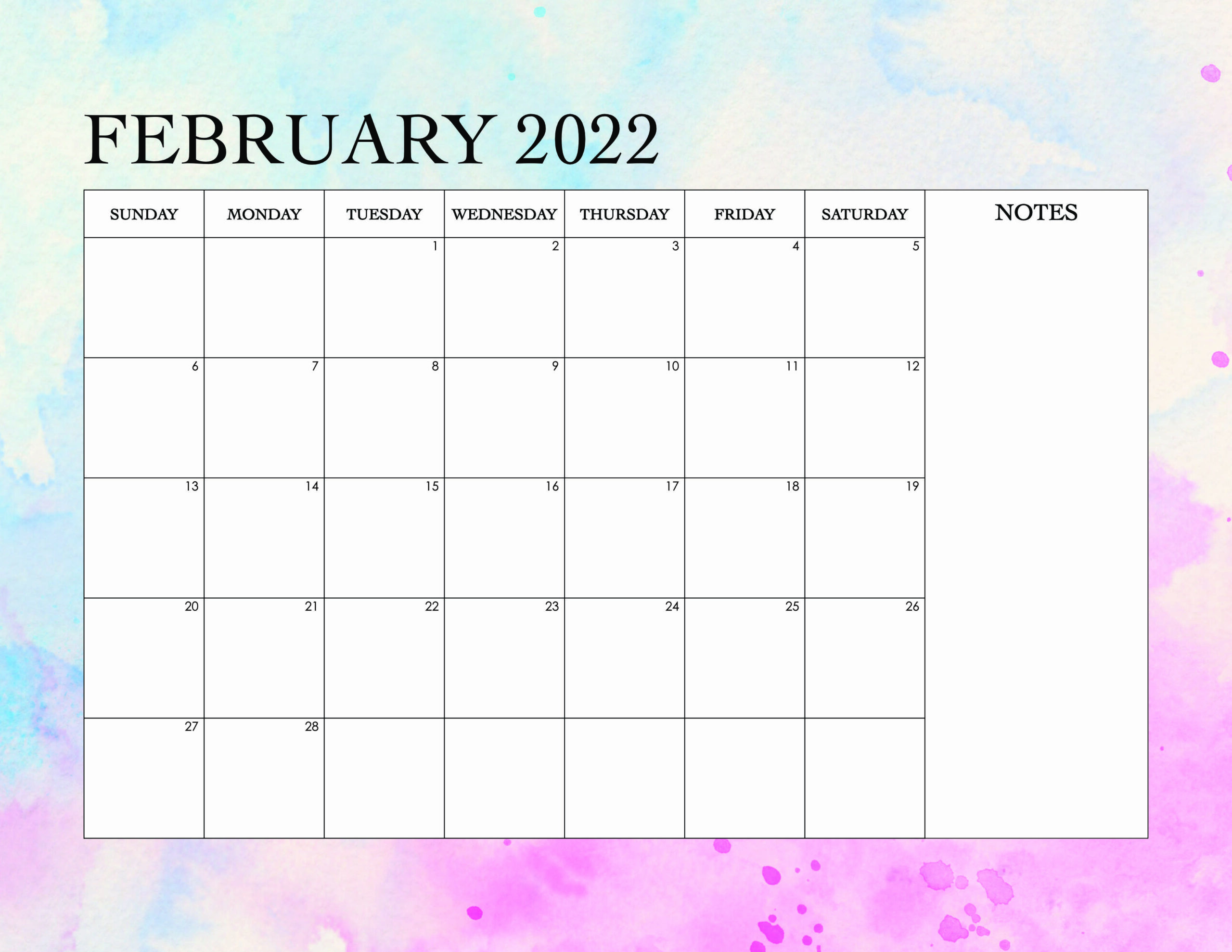 Dated Printable Calendar