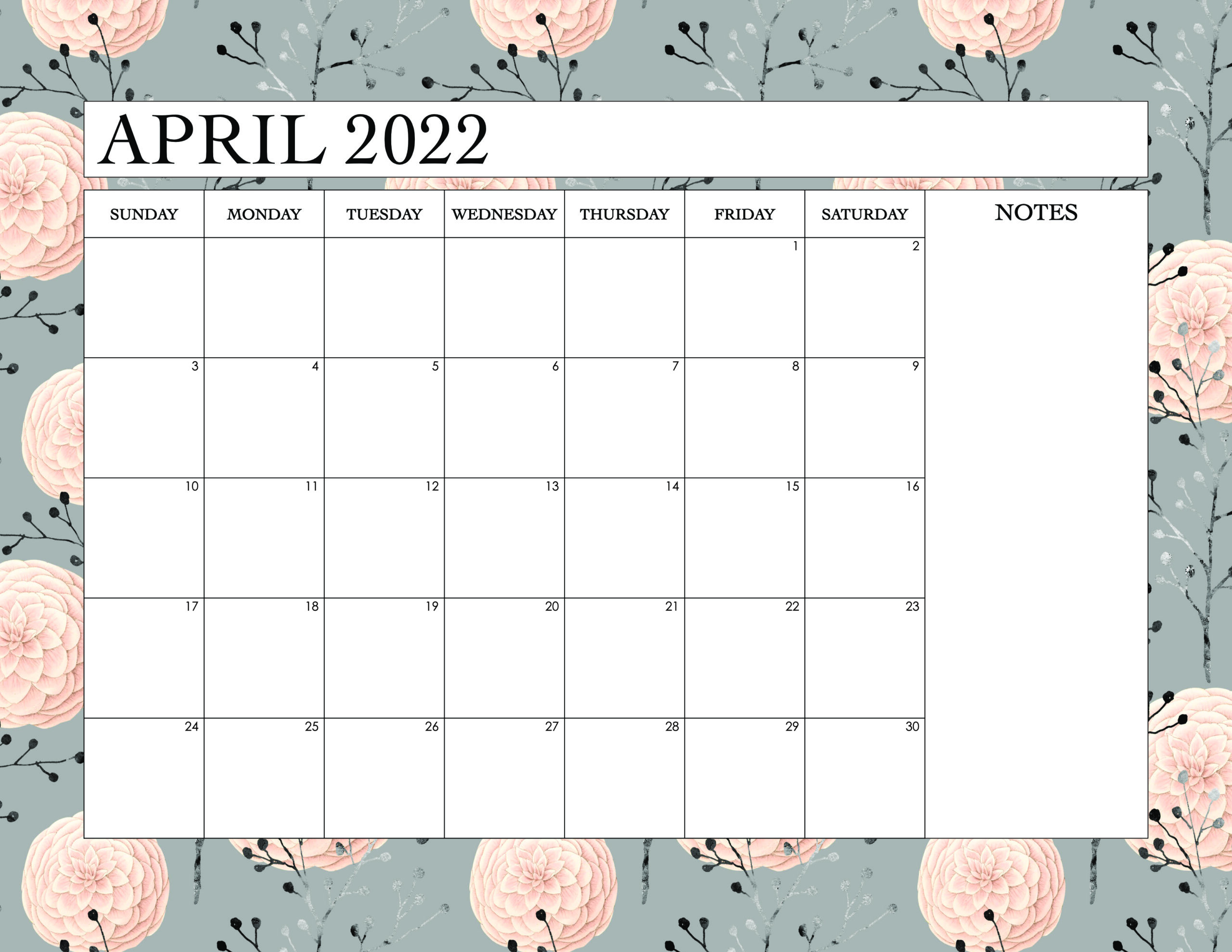 Printable 2022 April Calendar