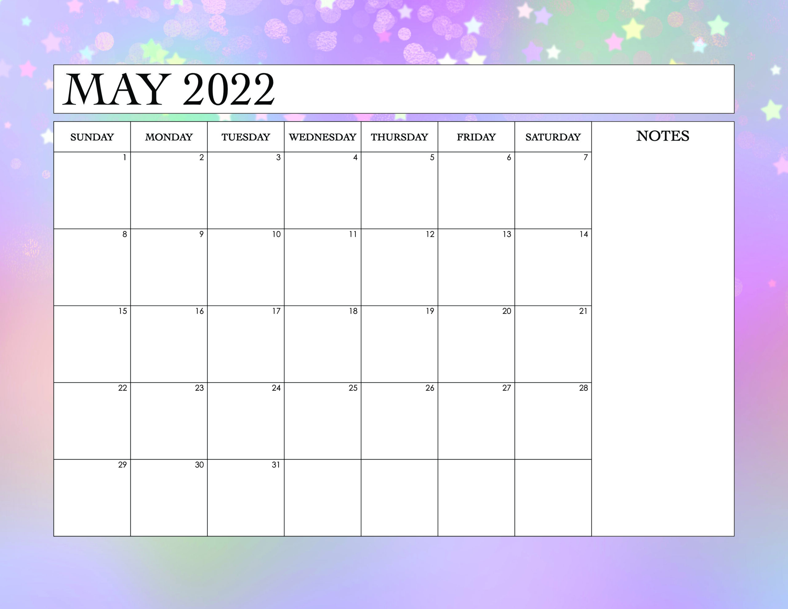 may 2022 printable calendars