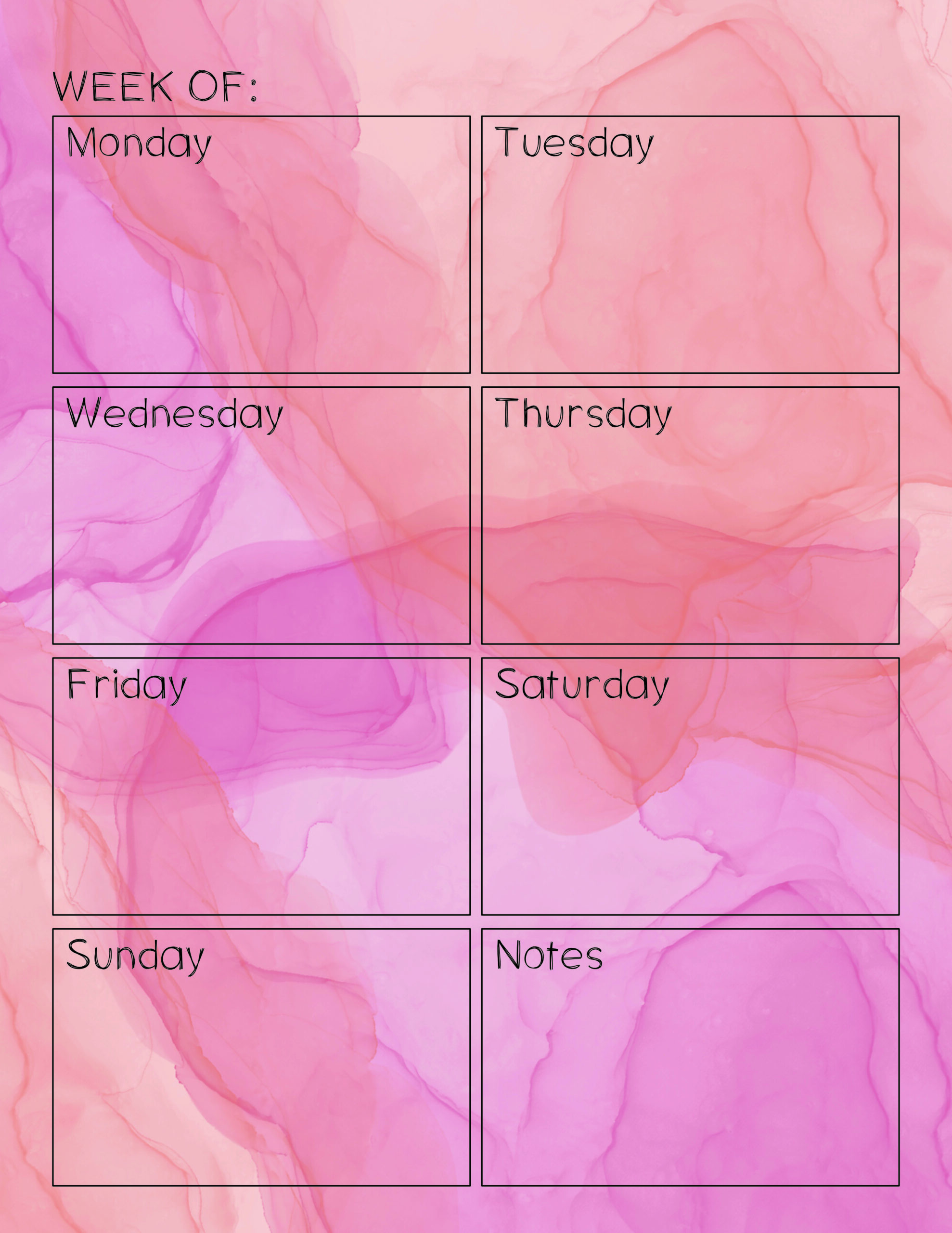 Free Weekly Calendar Printable