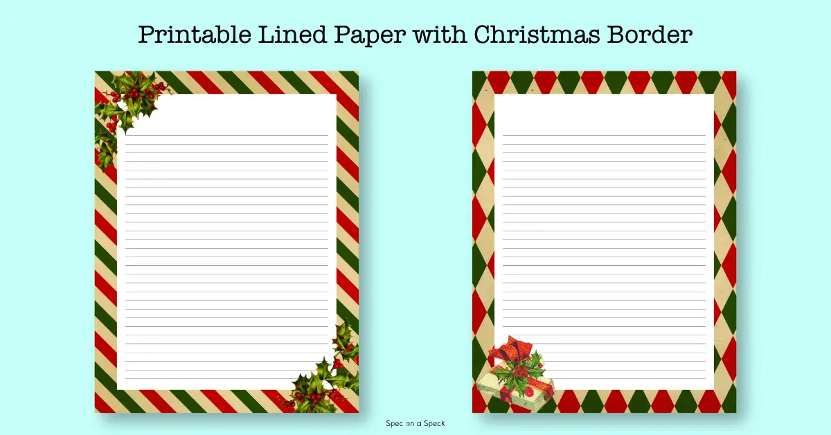 Printable Lined Paper with Christmas Border