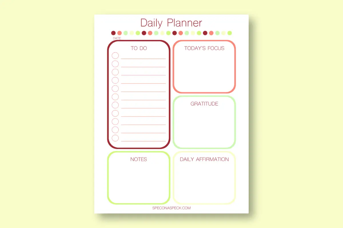 Printable Daily Planner Page