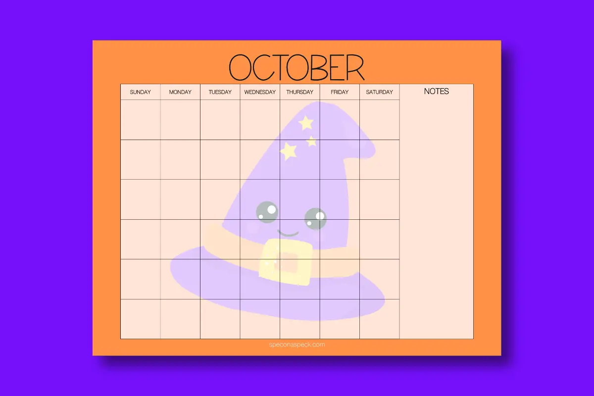 Printable Halloween Calendar