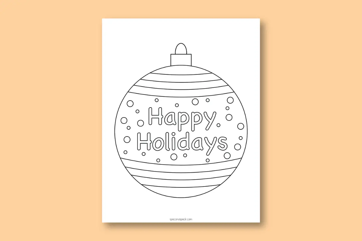 Happy Holidays Ornament Coloring Page