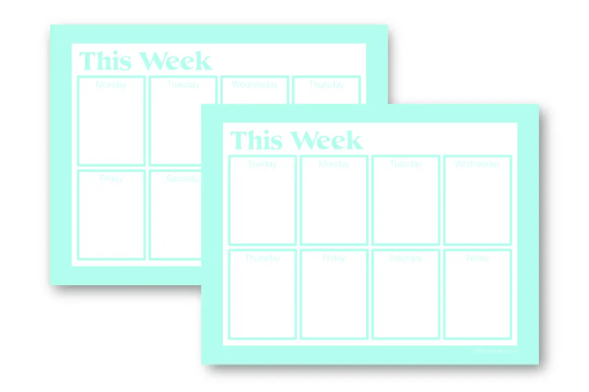This week planner page