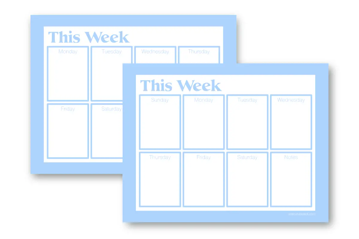 Blank Purple Weekly Planner Page