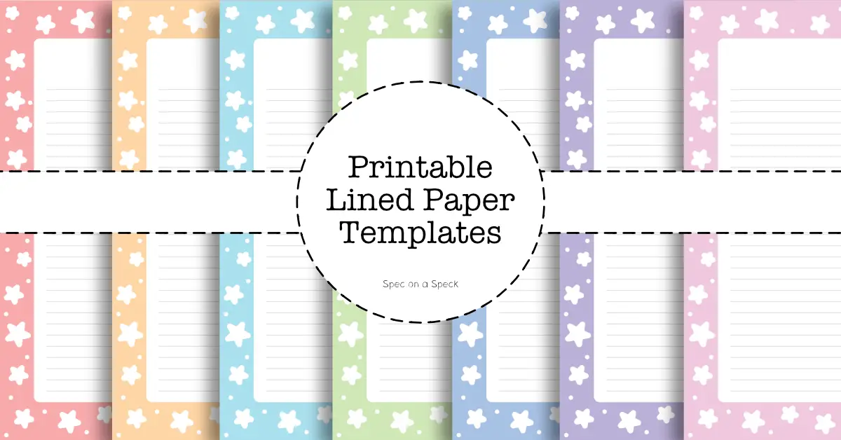 digital lined paper printable with stars and pink and blue and green and purple sheets