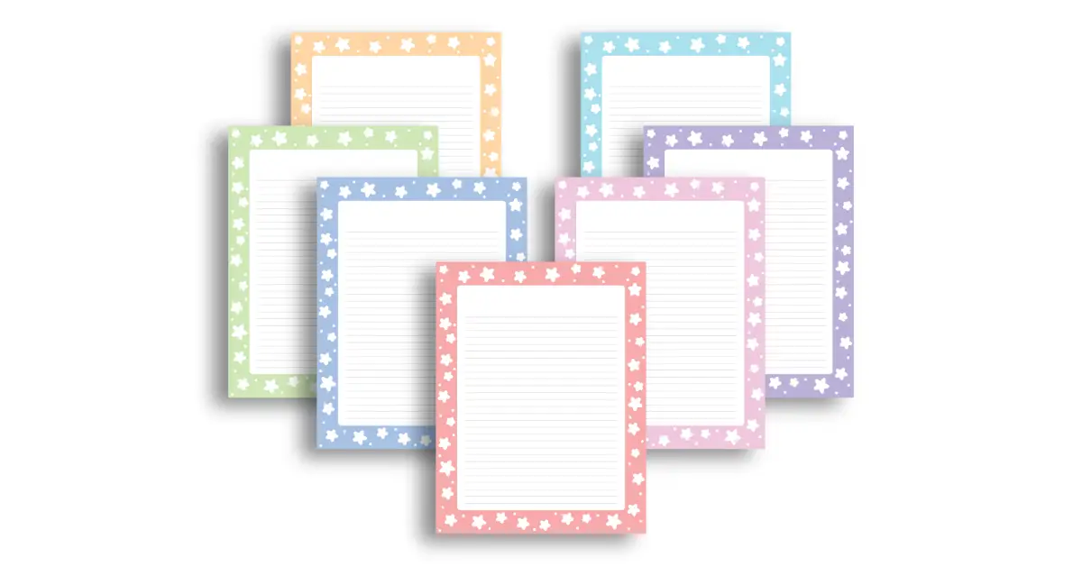Cute stars and dots lined paper template