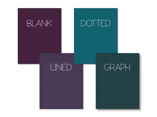 a blank, dotted, lined, and graph goodnotes template