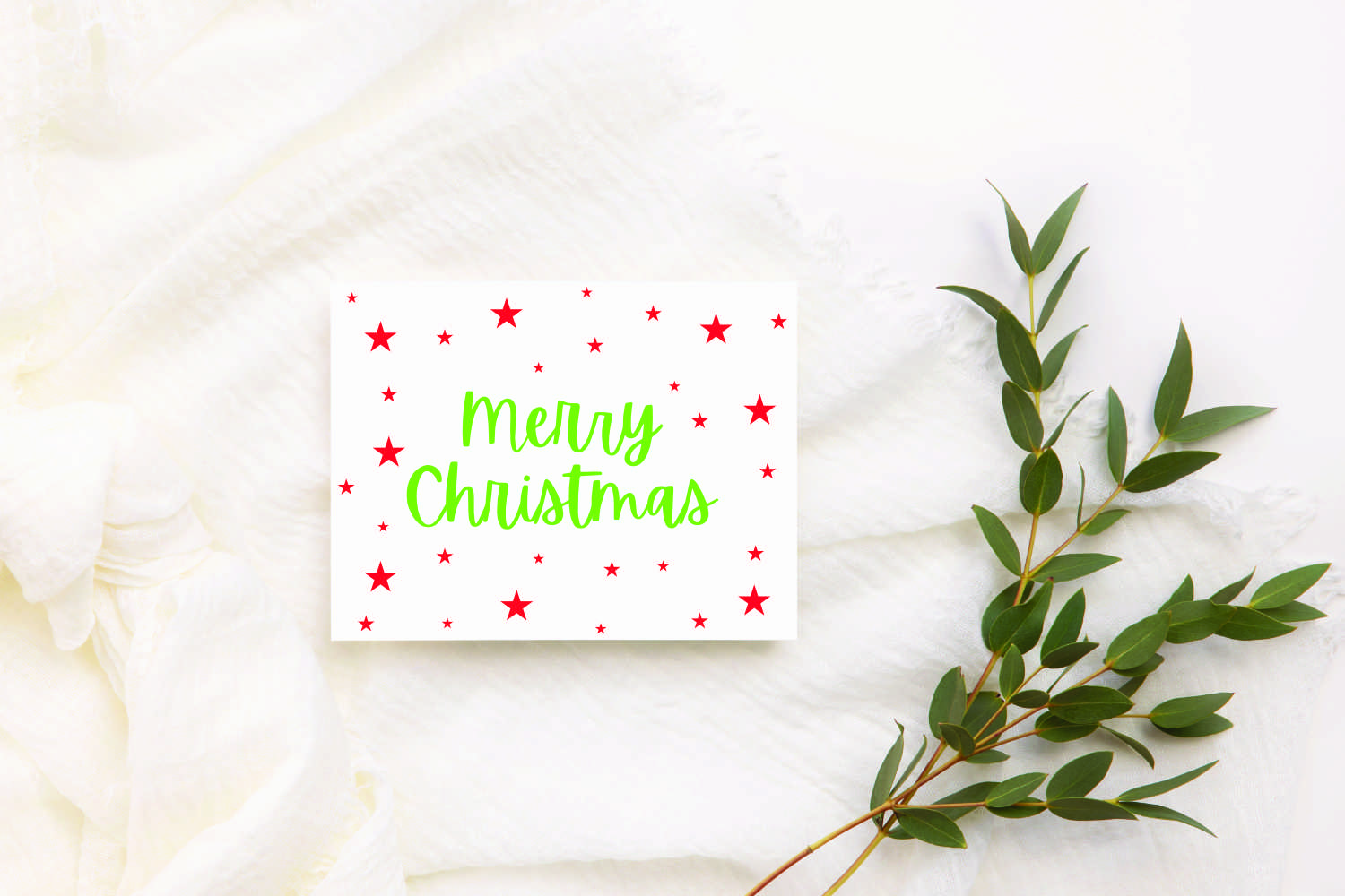 Christmas Cards With Red stars and green wording