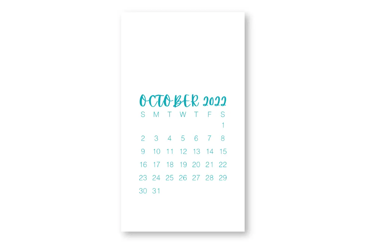 iOS 16 Lock Screen wallpaper with calendar for October 2022