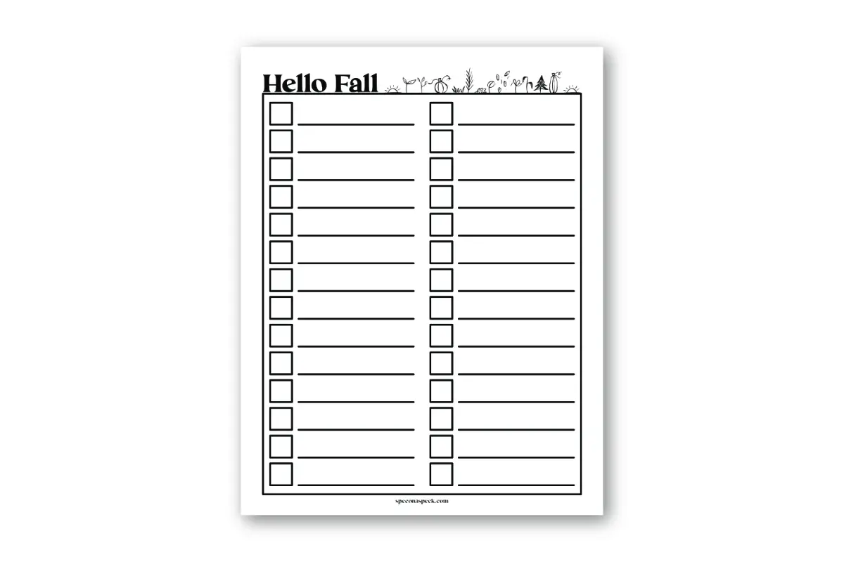 black and white fall to-do list with checkboxes and lines