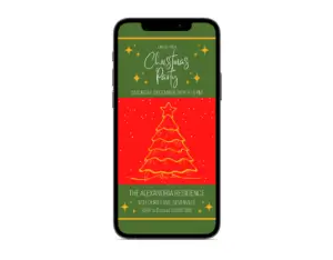 red and green christmas party invitation on phone