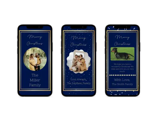 navy blue christmas cards viewed on cell phones
