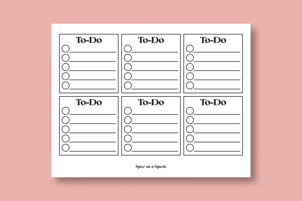 set of black and white to-do list cards