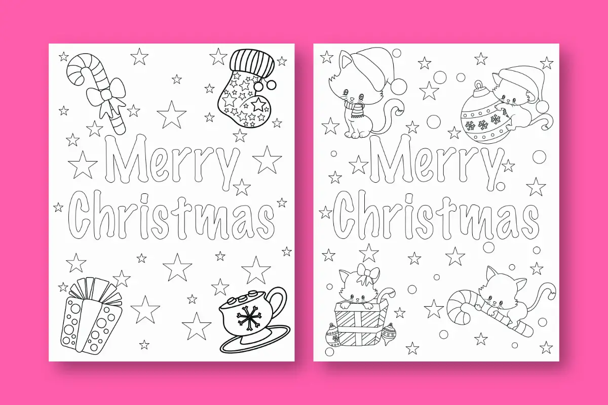 merry christmas coloring page in black and white