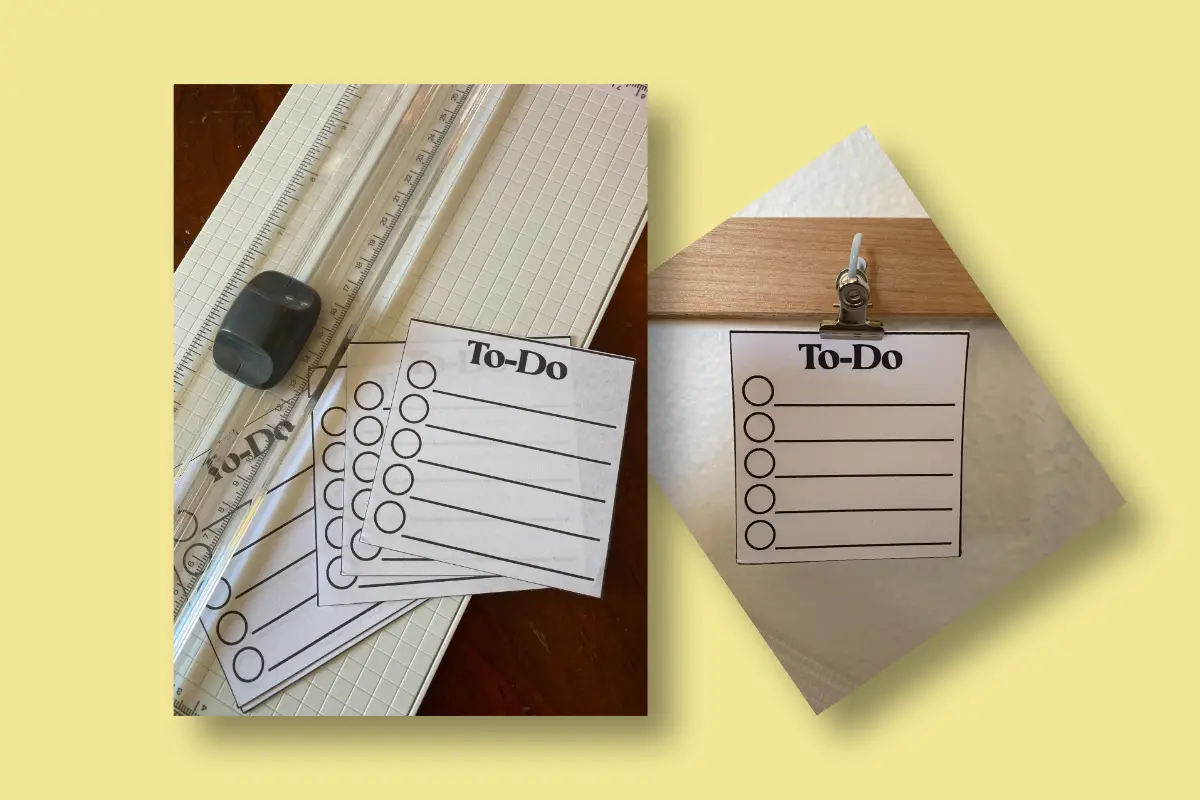 to do list cards cut out with a paper cutter
