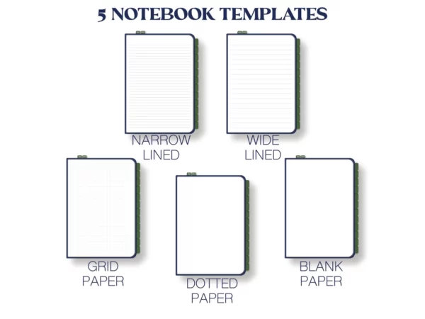 notebook templates for goodnotes with lined, dotted, blank, and grid