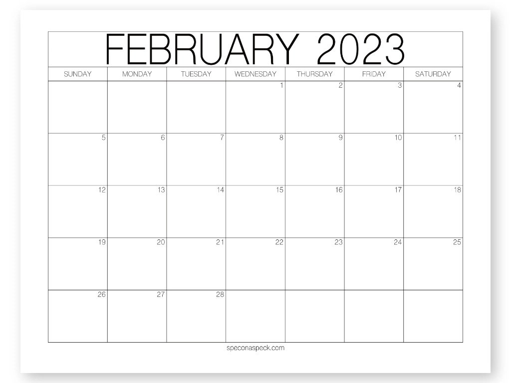 February 2023 calendar printable