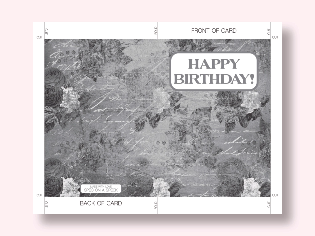 gray floral birthday card printable