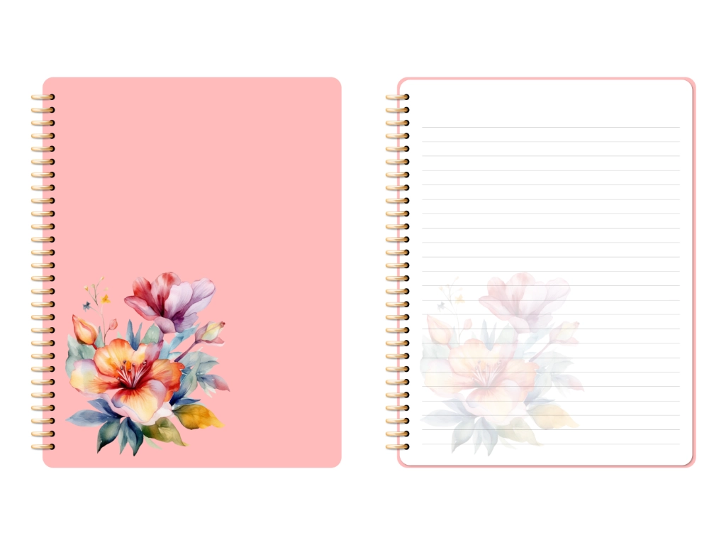 goodnotes notebook with pink cover and floral embelishment
