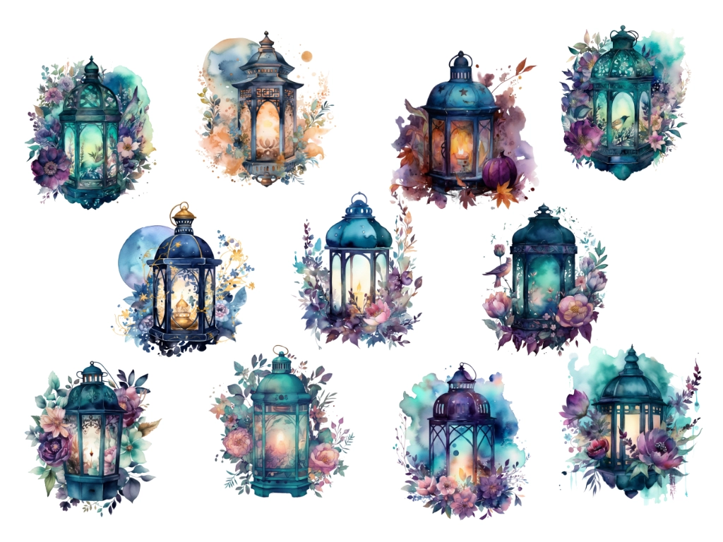 11 watercolor lantern clipart images