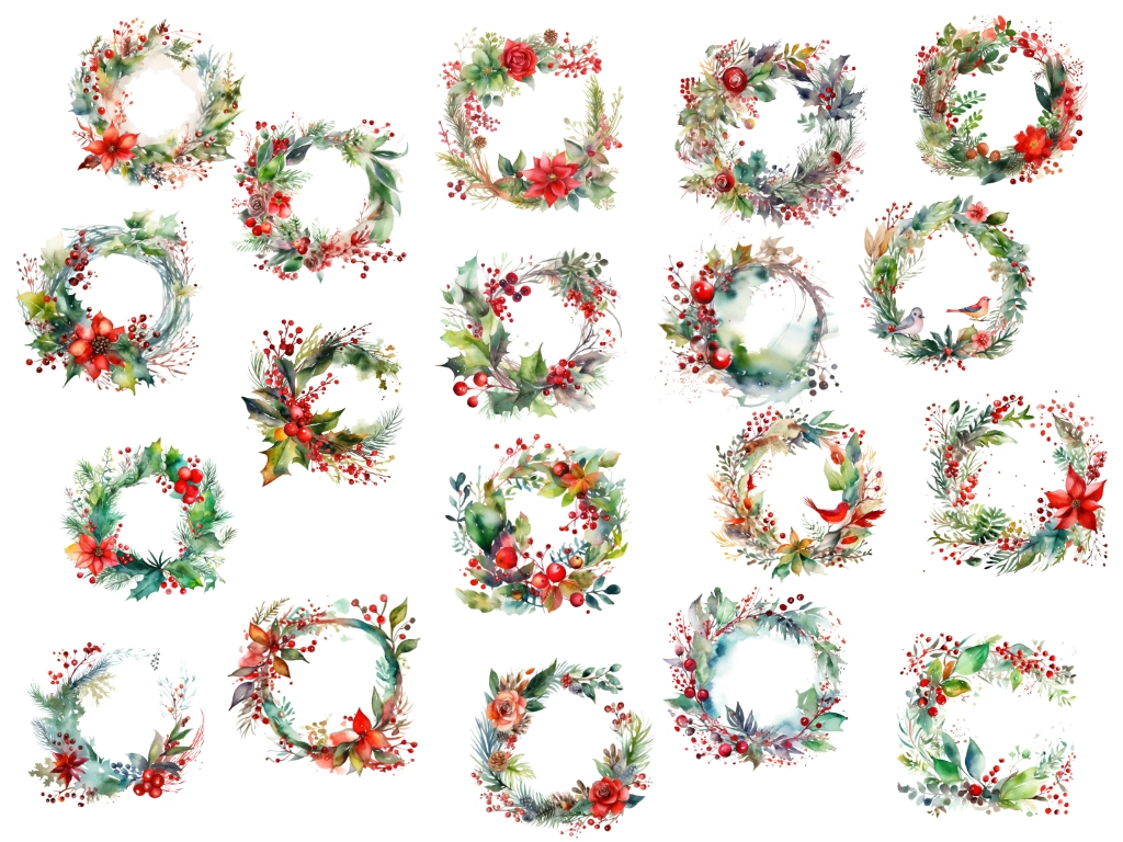 19 christmas wreath borders clipart