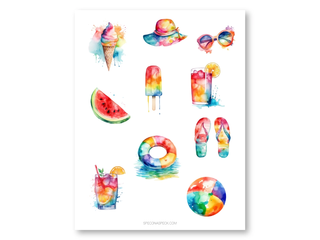 various summer items as goodnotes stickers