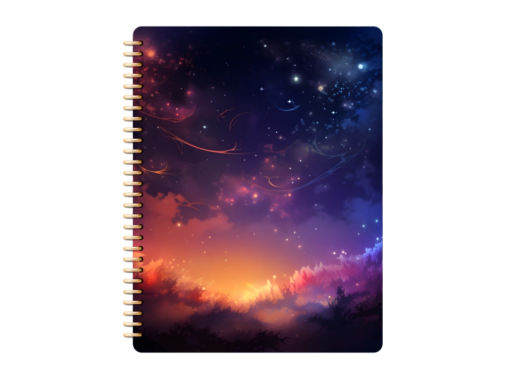 Goodnotes notebook with starry galaxy sky