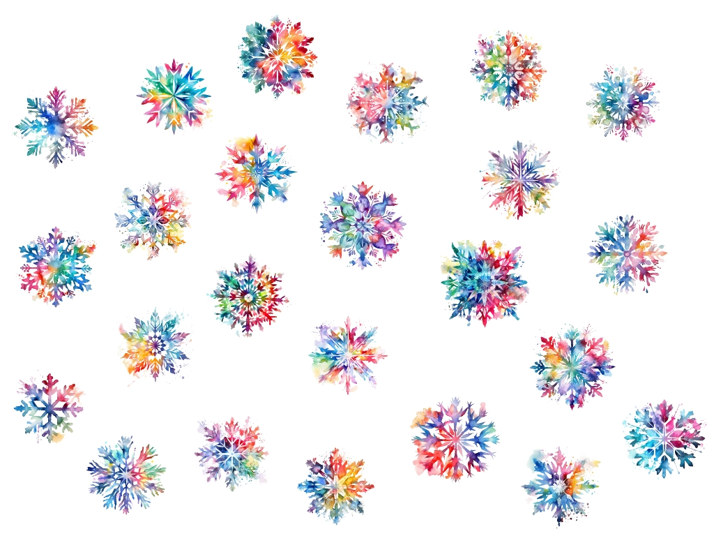 24 rainbow snowflake clipart images