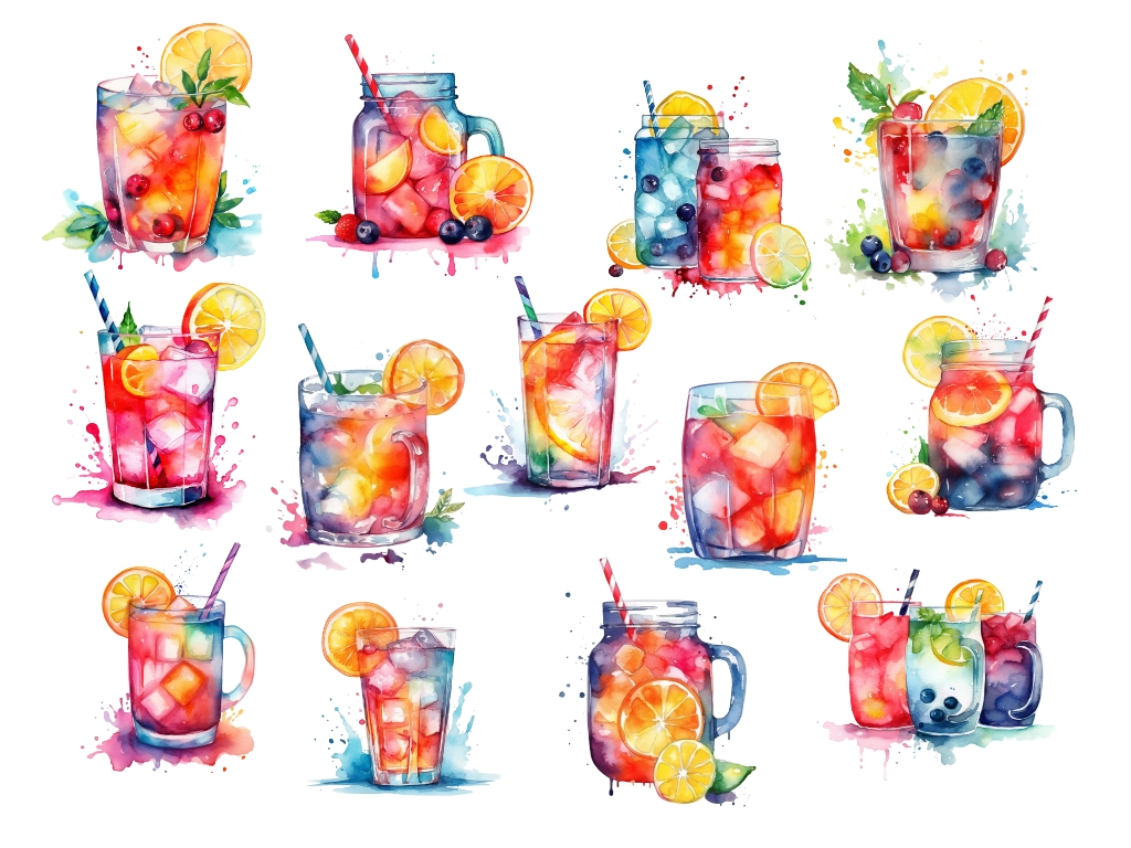 various summer drinks clipart images