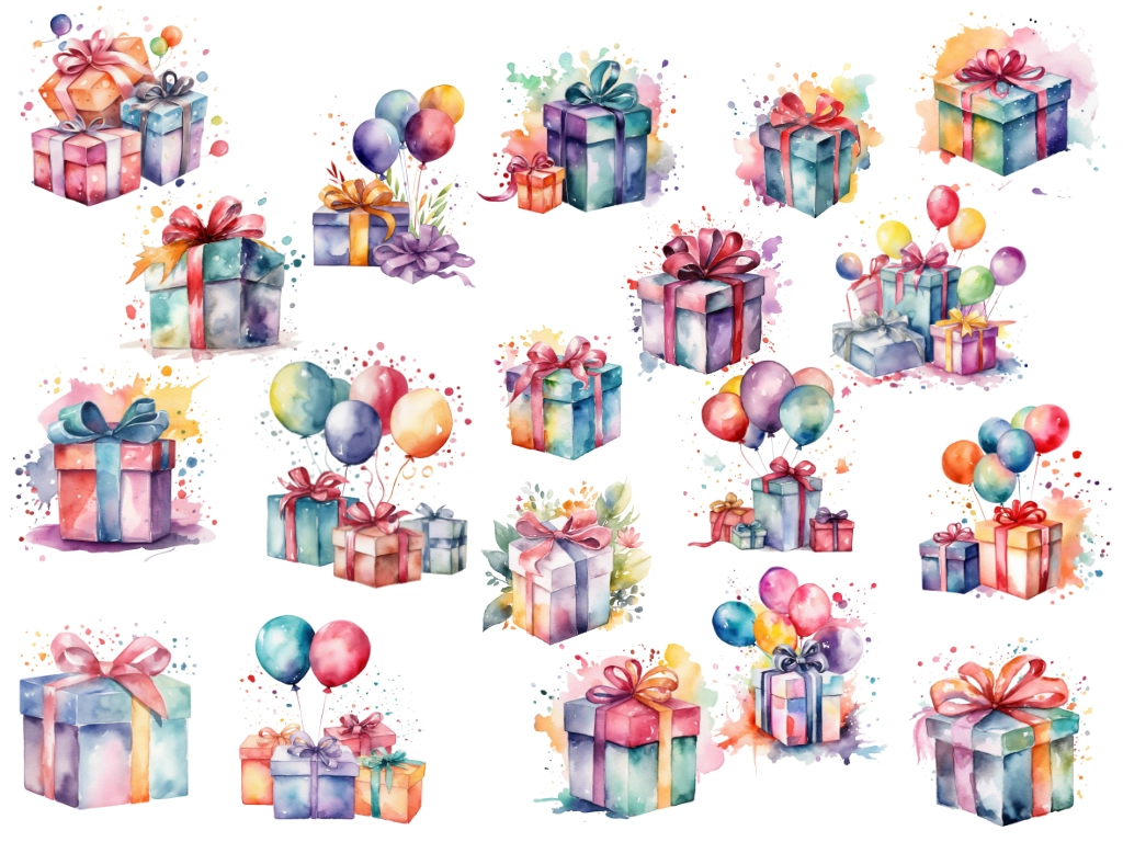 19 Birthday Gift Clipart Images