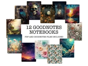 12 Goodnotes Notebooks with different covers