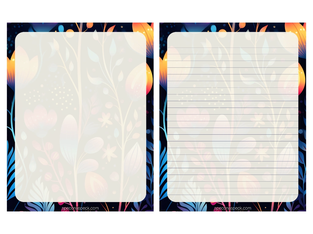 goodnotes templates with blank and lined on a floral background