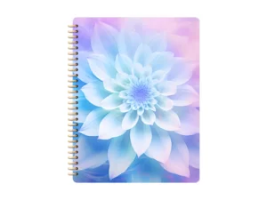light blue and purple flower on the cover of a goodnotes digital notebook