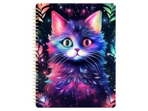 neon cat on the cover of a digital notebook goodnotes notebook