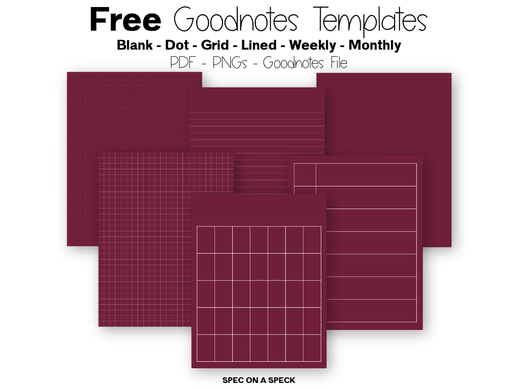 six Goodnotes templates arranged on the page