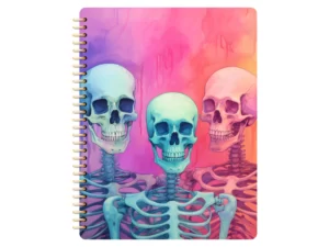 3 skeletons on a watercolor background on a goodnotes notebook