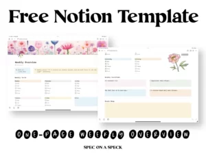 free notion template weekly overview with flowers