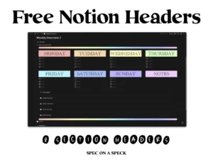 notion headers being used on a dark theme notion template