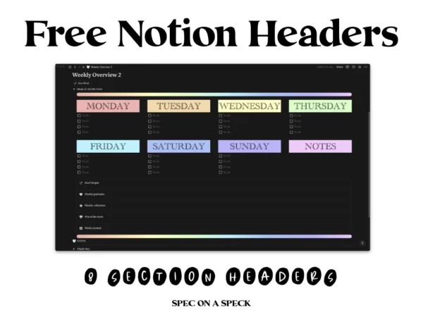 notion headers being used on a dark theme notion template