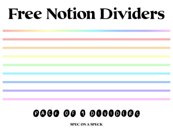 Free Notion dividers in 9 different colors