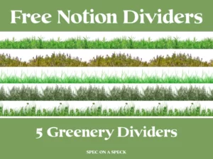 Free Notion Dividers Greenery set - Notion dividers with various grasses and greenery