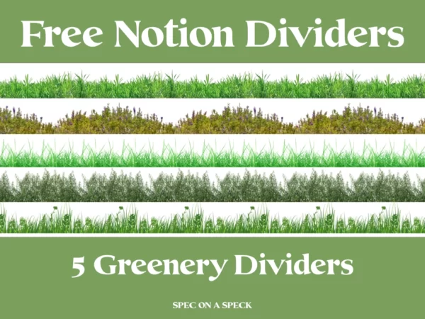 Free Notion Dividers Greenery set - Notion dividers with various grasses and greenery