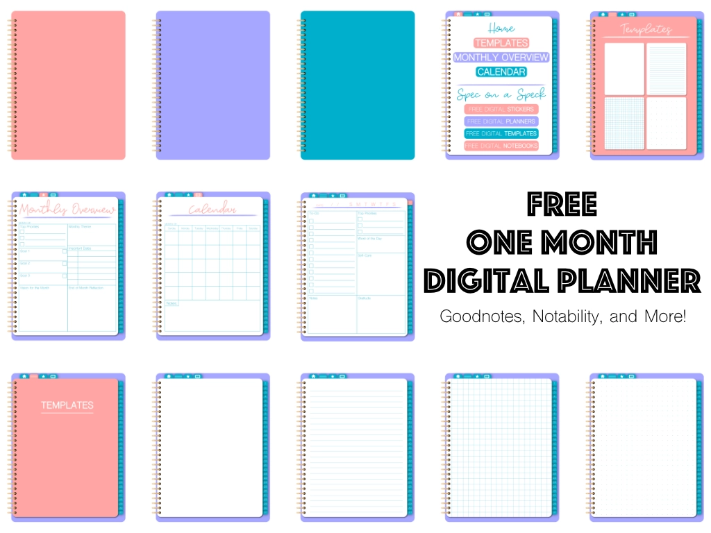 a free one month daily digital planner with 3 covers, hyperlinks, and daily pages