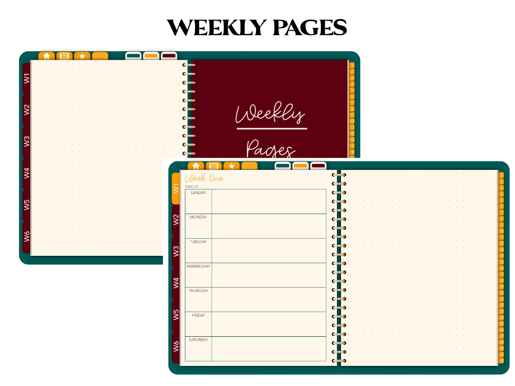 weekly pages of a goodnotes digital planner