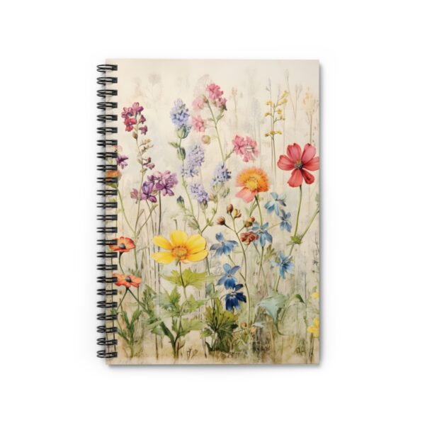 a wildflower spiral notebook with black spiral binding
