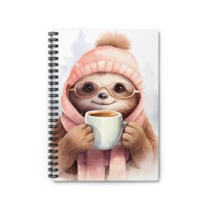 sloth drinking coffee spiral sloth notebook