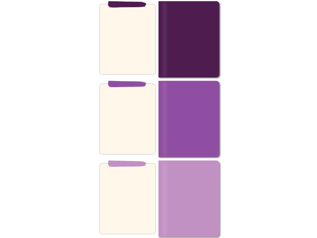 three purple digital planners covers