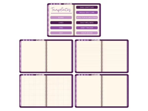 templates index with dotted, lined, grid, and blank digital planner templates